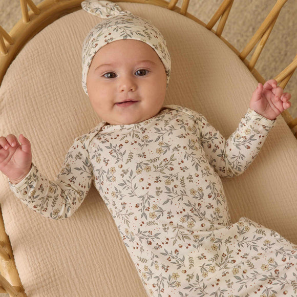 Quincy Mae - Bamboo Baby Gown + Hat Set - Woodland