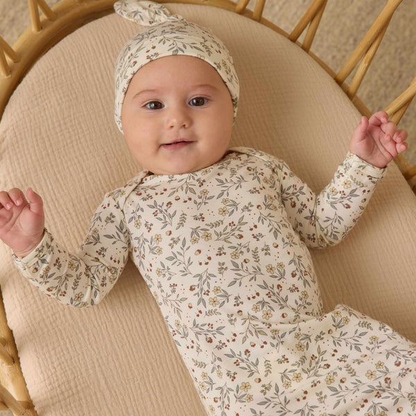 Quincy Mae - Bamboo Baby Gown + Hat Set - Woodland