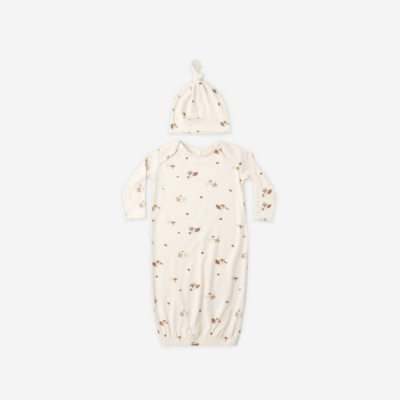 Quincy Mae - Bamboo Baby Gown + Hat Set Woodland