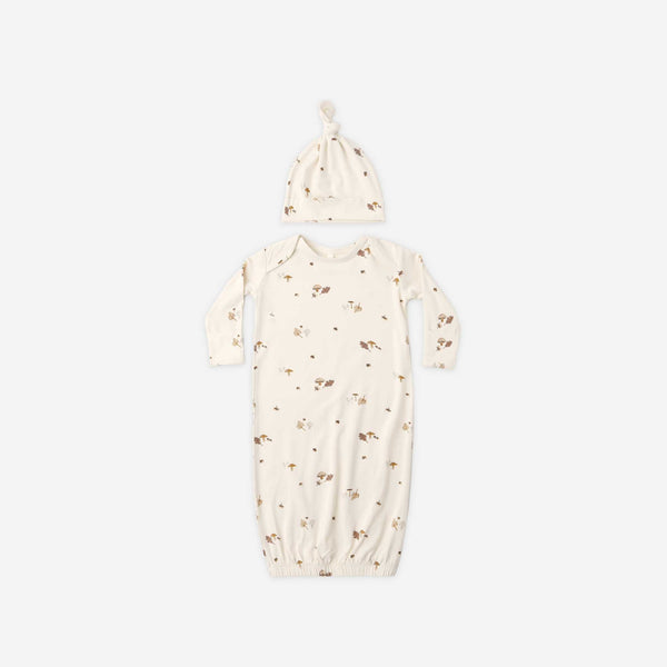 Quincy Mae - Bamboo Baby Gown + Hat Set Woodland