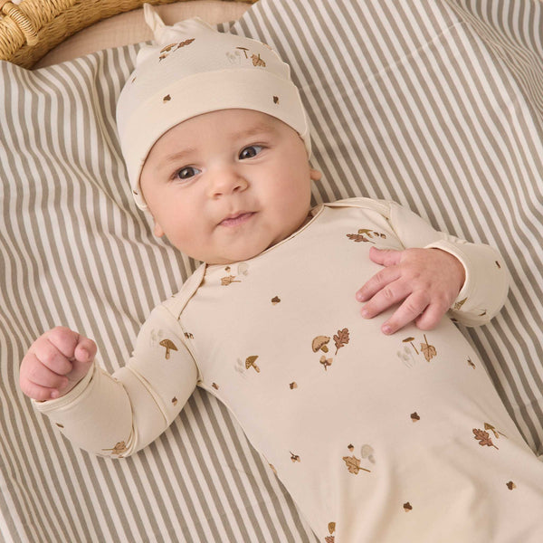 Quincy Mae - Bamboo Baby Gown + Hat Set Woodland