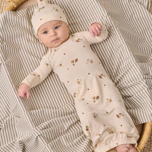 Quincy Mae - Bamboo Baby Gown + Hat Set Woodland