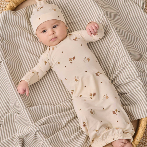 Quincy Mae - Bamboo Baby Gown + Hat Set Woodland