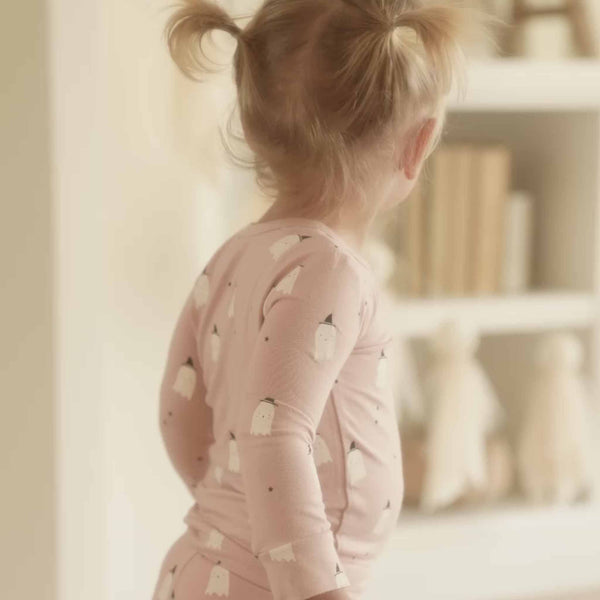 Quincy Mae - Bamboo Pajama Set - Pink Ghosts