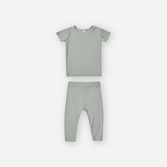 Quincy Mae - Bamboo Short Sleeve Pajama Set - Grid