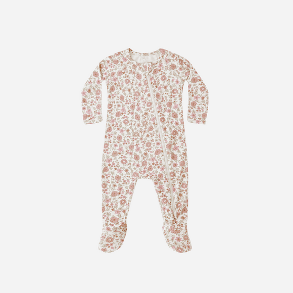 Quincy Mae - Bamboo Zip Footie - Bloom