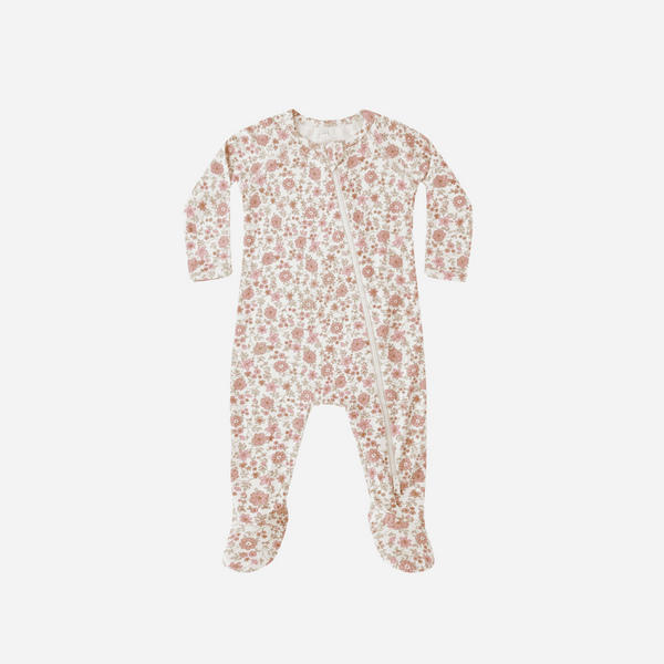 Quincy Mae - Bamboo Zip Footie - Bloom