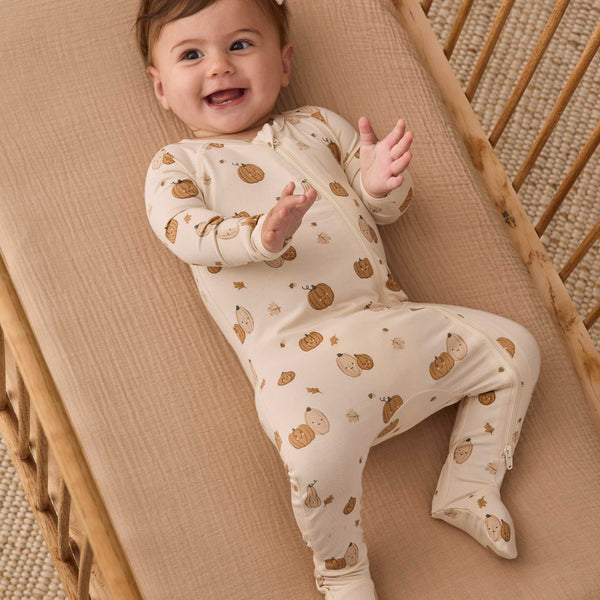 Quincy Mae - Bamboo Zip Footie - Harvest Friends