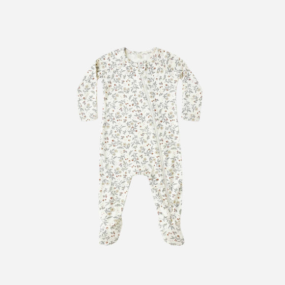 Quincy Mae - Bamboo Zip Footie - Woodland