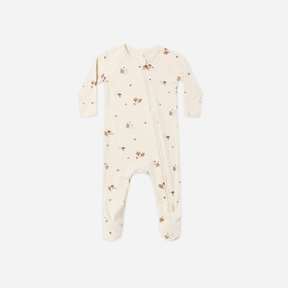 Quincy Mae - Bamboo Zip Footie - Woodland