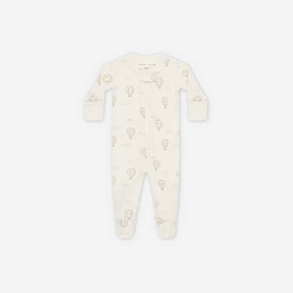 Quincy Mae - Bamboo Zip Long Sleeve Sleeper Footie - Hot Air Balloons