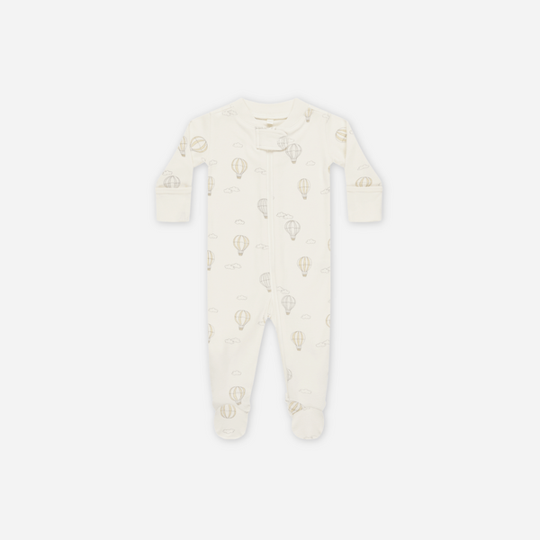 Quincy Mae - Bamboo Zip Long Sleeve Sleeper Footie - Hot Air Balloons