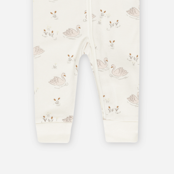 Quincy Mae - Bamboo Zip Long Sleeve Sleeper Footie - Swans