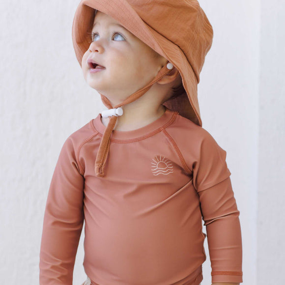 Quincy Mae - Boys Swim Short - Retro Poppy Stripe