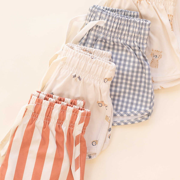Quincy Mae - Boys Swim Short - Retro Poppy Stripe