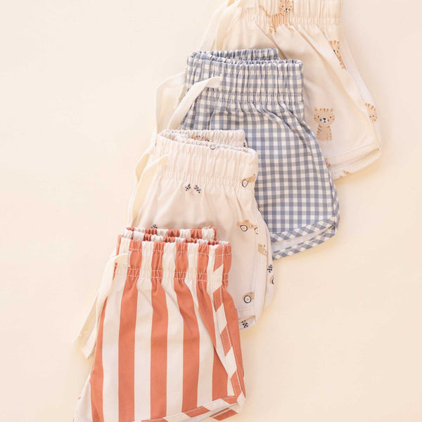 Quincy Mae - Boys Swim Short - Retro Poppy Stripe