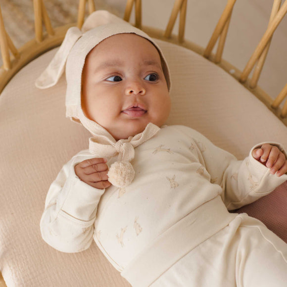 Quincy Mae - Bunny Knit Bonnet - Ecru