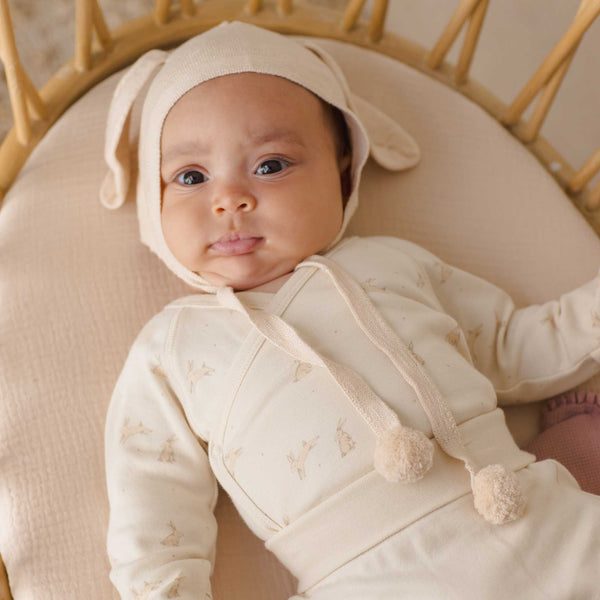 Quincy Mae - Bunny Knit Bonnet - Ecru