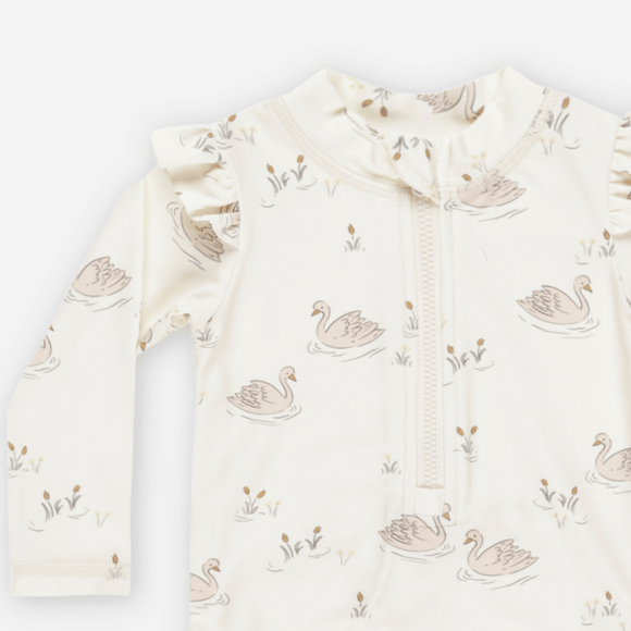 Quincy Mae - Byron Rashguard One-Piece - Swans