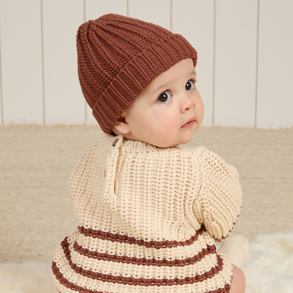 Quincy Mae - Chunky Knit Beanie - Cranberry