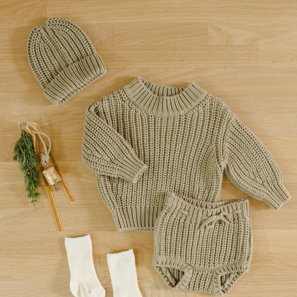 Quincy Mae - Chunky Knit Beanie - Olive