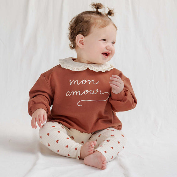 Quincy Mae - Collared Sweatshirt - Mon Amour