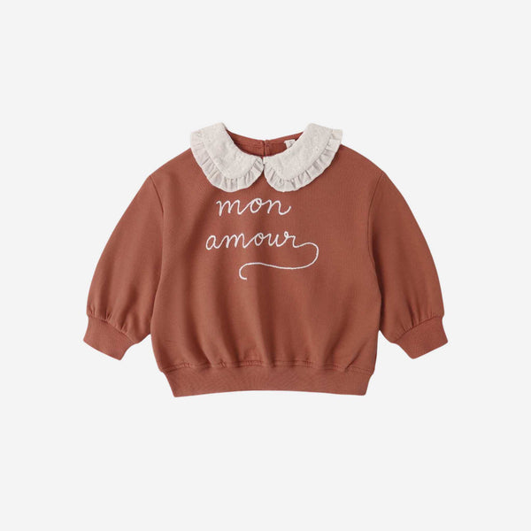 Quincy Mae - Collared Sweatshirt - Mon Amour