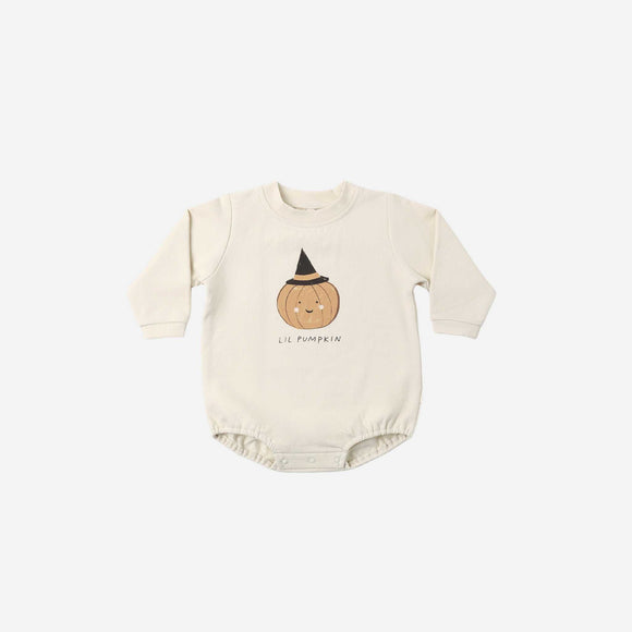 Quincy Mae - Crewneck Bubble Romper - Lil Pumpkin