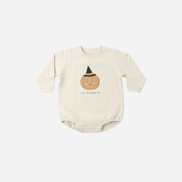 Quincy Mae - Crewneck Bubble Romper - Lil Pumpkin