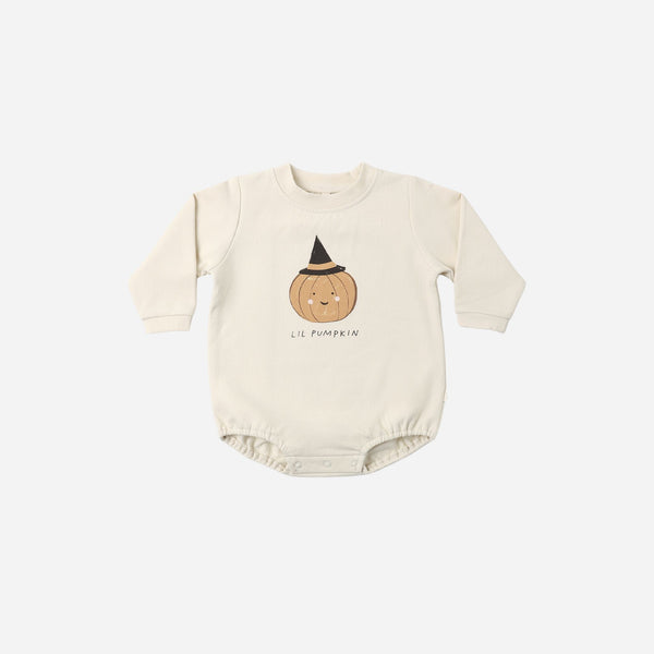 Quincy Mae - Crewneck Bubble Romper - Lil Pumpkin