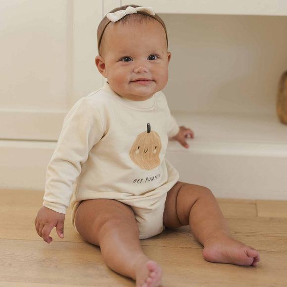Quincy Mae - Crewneck Bubble Romper - Pumpkin