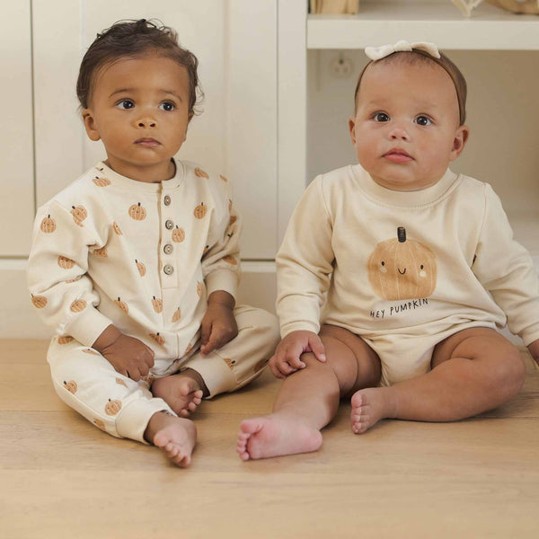 Quincy Mae - Crewneck Bubble Romper - Pumpkin