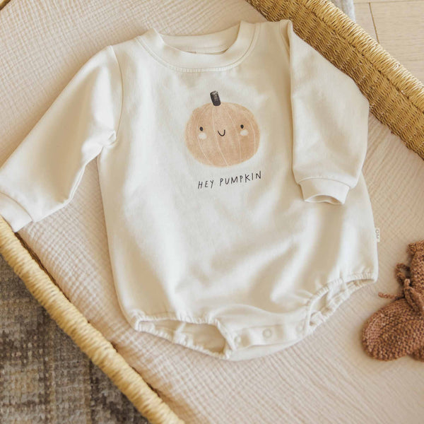Quincy Mae - Crewneck Bubble Romper - Pumpkin