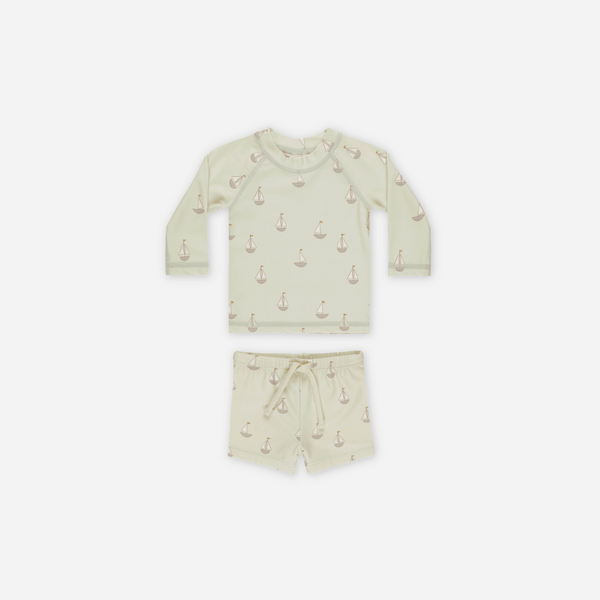 Quincy Mae - Finn Rashguard + Short Set - Sailboat