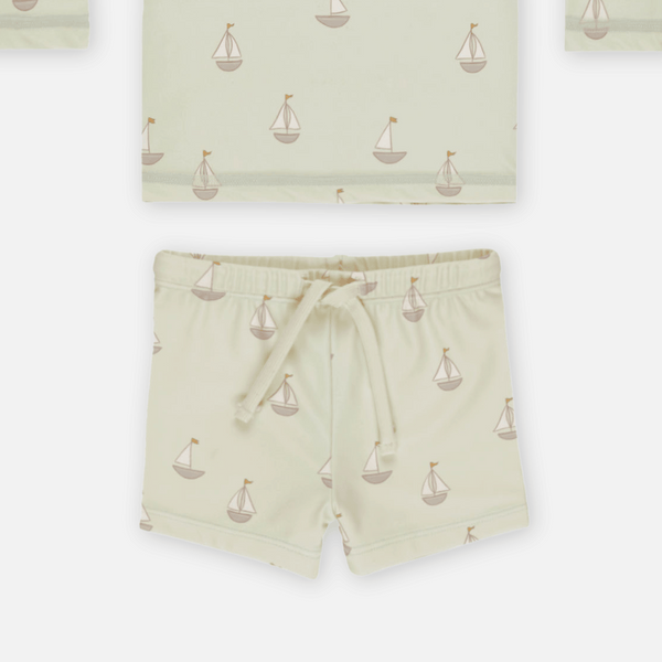 Quincy Mae - Finn Rashguard + Short Set - Sailboat