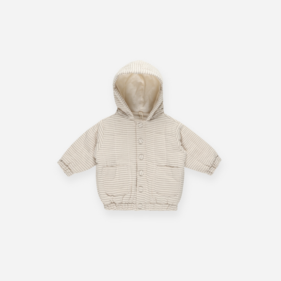 Quincy Mae - Hooded Woven Jacket - Basil Stripe