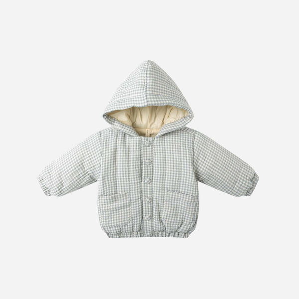 Quincy Mae - Hooded Woven Jacket - Blue Gingham