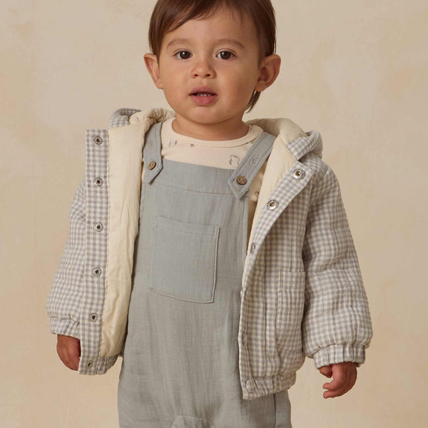 Quincy Mae - Hooded Woven Jacket - Blue Gingham