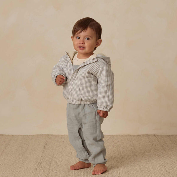 Quincy Mae - Hooded Woven Jacket - Blue Gingham