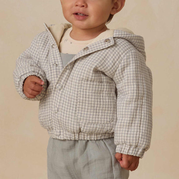 Quincy Mae - Hooded Woven Jacket - Blue Gingham