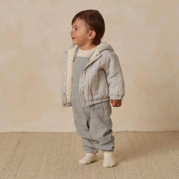 Quincy Mae - Hooded Woven Jacket - Blue Gingham