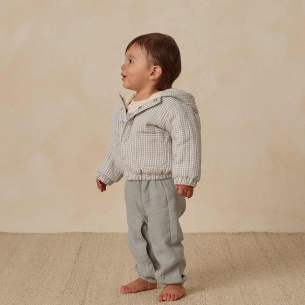 Quincy Mae - Hooded Woven Jacket - Blue Gingham