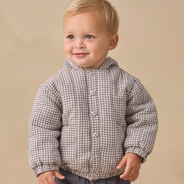 Quincy Mae - Hooded Woven Jacket - Midnight Gingham
