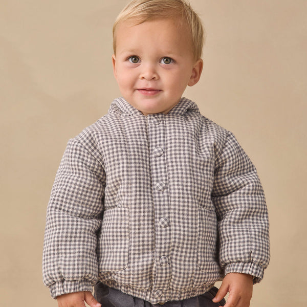 Quincy Mae - Hooded Woven Jacket - Midnight Gingham