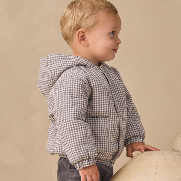 Quincy Mae - Hooded Woven Jacket - Midnight Gingham