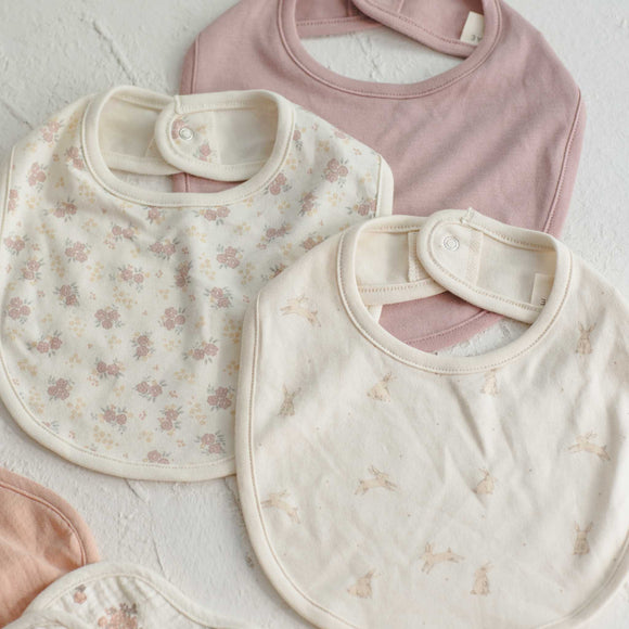 Quincy Mae - Jersey Snap Bib Pack - Flower Field, Mauve