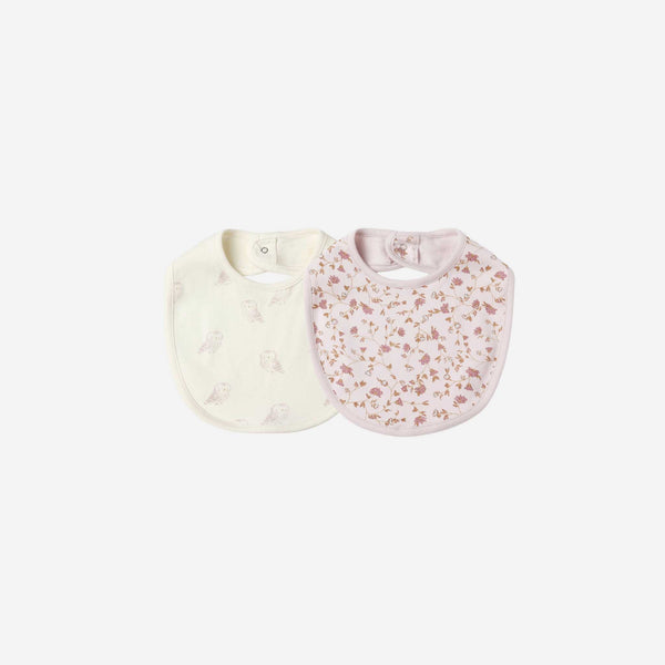 Quincy Mae - Jersey Snap Bib, 2 Pack - Garden, Snow Owls