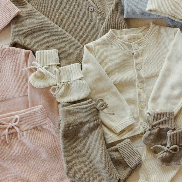 Quincy Mae - Knit Booties - Heathered Natural