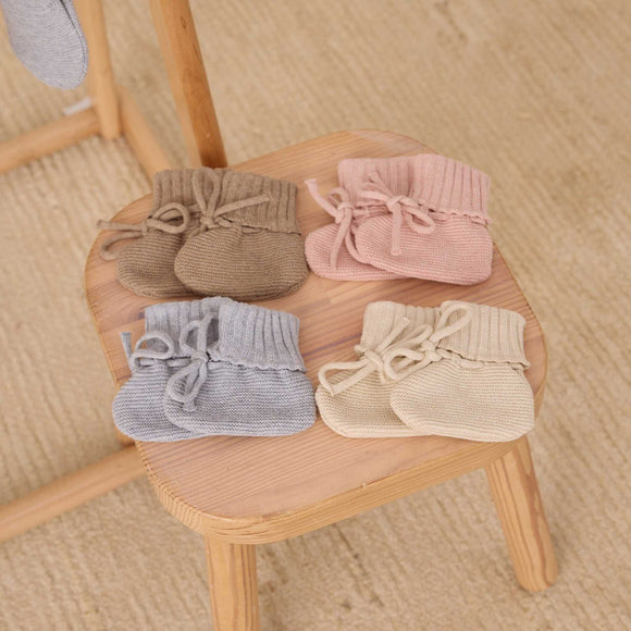 Quincy Mae - Knit Booties - Heathered Rose