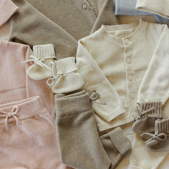 Quincy Mae - Knit Booties - Heathered Natural